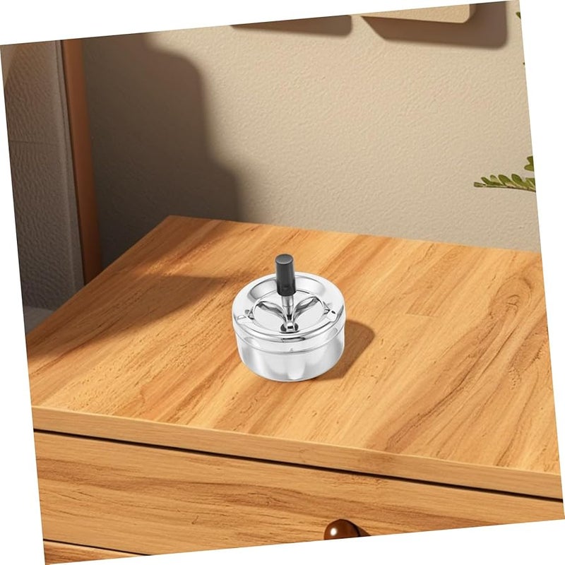 صينية معدنية للمكتب مقاومة للرياح بدون دخان قابلة للدوران للاستخدام في المنزل والمكتب والسيارة - Image 4